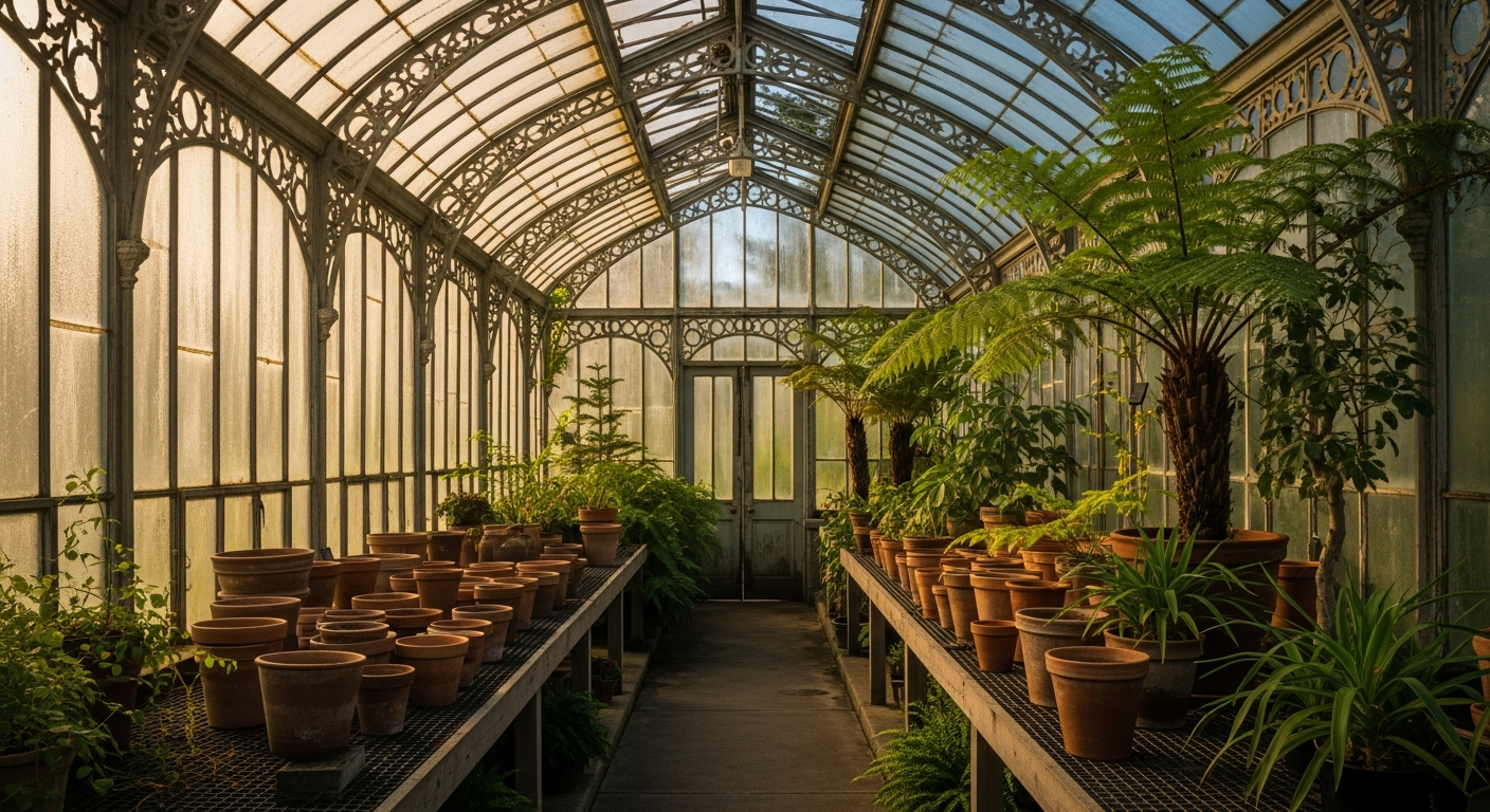The Conservatory of Tropical Plants — vintage greenhouse interior